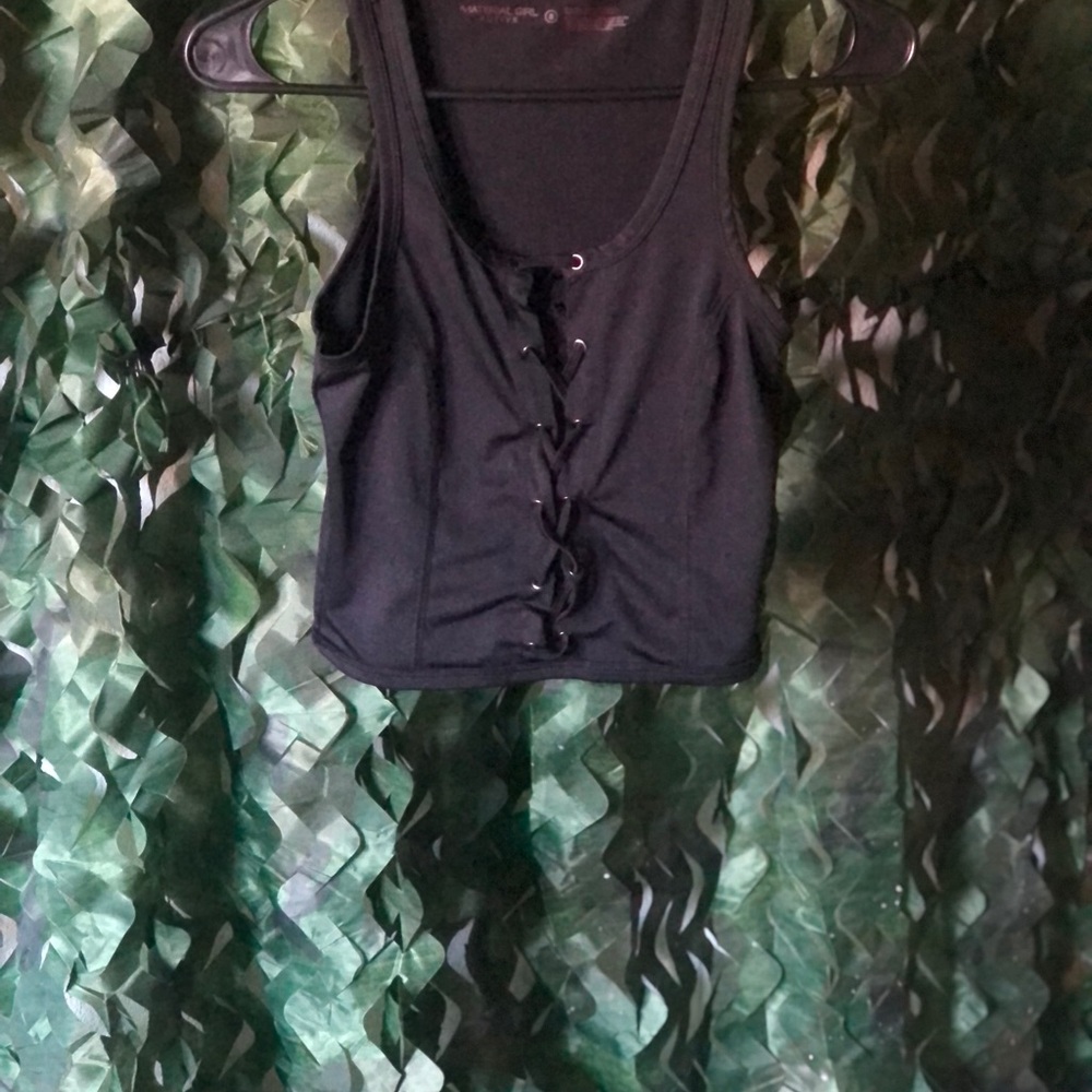 Black Spandex Lace-Up Tank Top